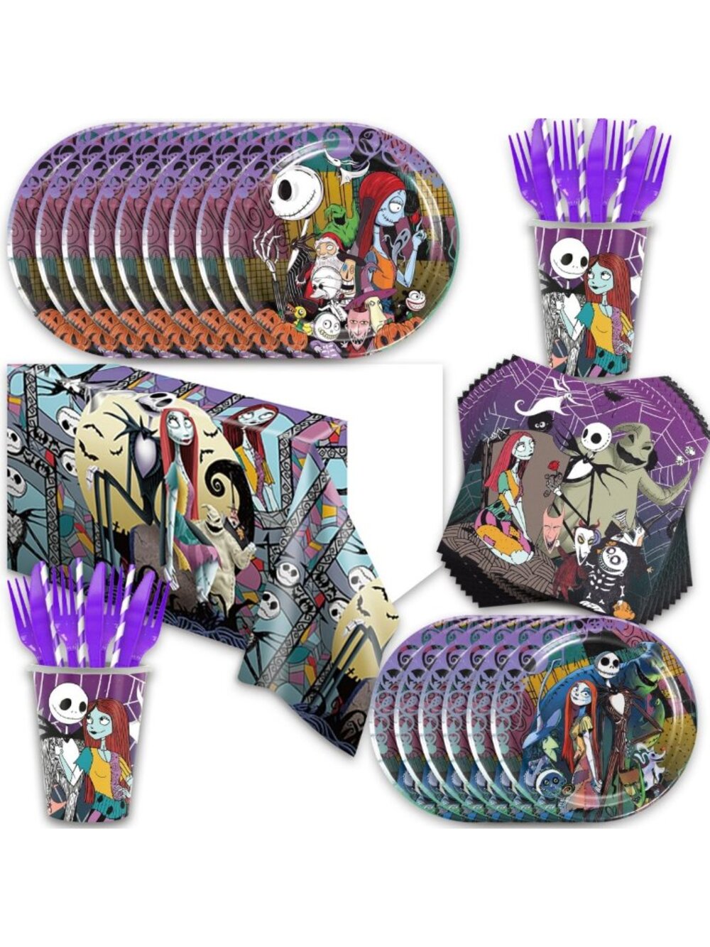 141PCS Halloween & Christmas Party Supplies Set for 20 Guests, Tableware